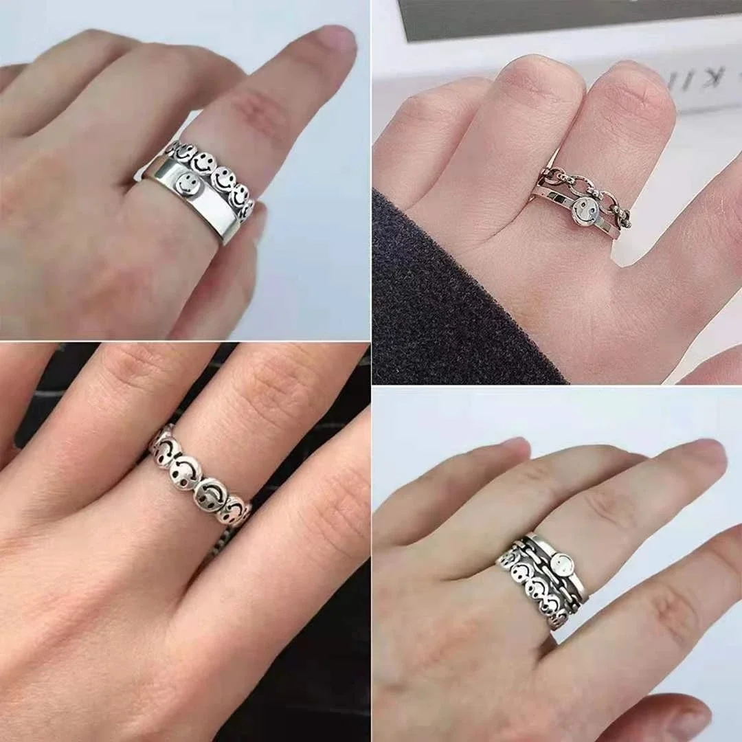 Women Adjustable Ring Cute Smiley Fashion Ancient Hollow Cool Happy Faces Simple Silver Color Open Rings Tears Flower 15 Styles
Women Adjustable Ring Cute Smiley Fashion Ancient Hollow Cool Happy Faces Simple Silver Color Open Rings Tears Flower 15 Styles