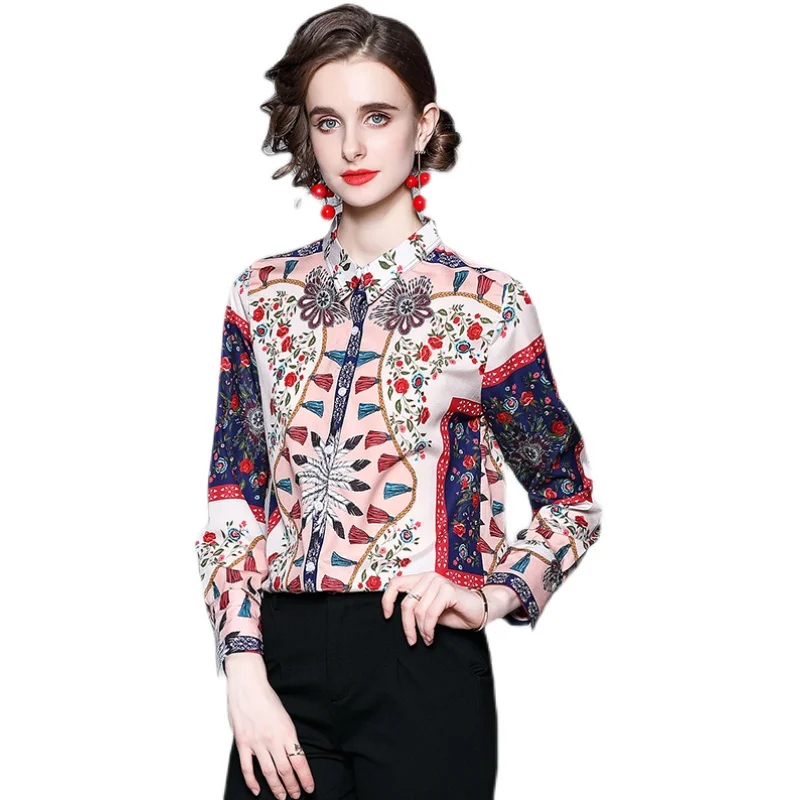 Europe Fashion Runway Designers Women Blouses Long Sleeve Vintage Print Shirt Office Lady Tops
Europe Fashion Runway Designers Women Blouses Long Sleeve Vintage Print Shirt Office Lady Tops