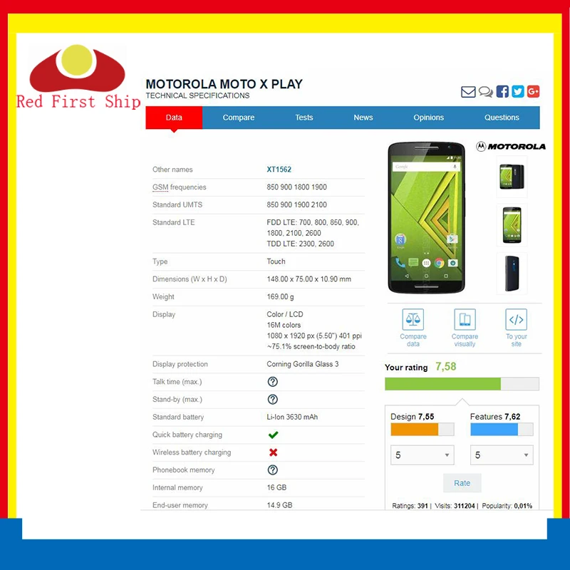 10 шт./лот сенсорный экран для Motorola Moto X Play XT1561 XT1562 XT1563 сенсорная панель внешний