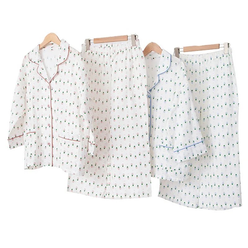 New Ladies Homewear Pure Cotton 3/4 Sleeve Spring Autumn Printed Thin Japanese Pijamas Set Two-Piece Pyjama Women's Pajamas
New Ladies Homewear Pure Cotton 3/4 Sleeve Spring Autumn Printed Thin Japanese Pijamas Set Two-Piece Pyjama Women's Pajamas