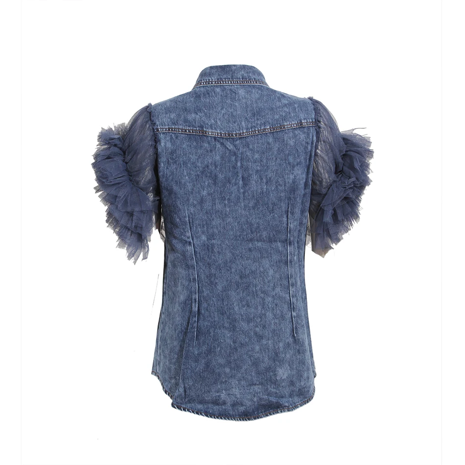 2020 Summer New Chic Yarn Ruffle Sleeve High Quality Denim Shirt Short Sleeve Shirt Casual Tops Women's Shirts Wholesale
2020 Summer New Chic Yarn Ruffle Sleeve High Quality Denim Shirt Short Sleeve Shirt Casual Tops Women's Shirts Wholesale