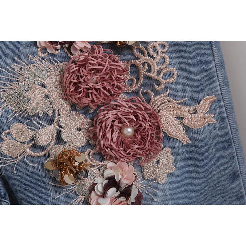 Summer Loose White Black Embroidery Flowers T-shirt Holes Denim Pants Two Piece Outfits Women Cotton Tee Shirt Jeans Set Female
Summer Loose White Black Embroidery Flowers T-shirt Holes Denim Pants Two Piece Outfits Women Cotton Tee Shirt Jeans Set Female