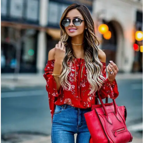 New Fashion Women's Off Shoulder Floral Tops Flare Long Sleeve Shirts Blouse Casual Blouse Loose Bandage Outwear Clothing
New Fashion Women's Off Shoulder Floral Tops Flare Long Sleeve Shirts Blouse Casual Blouse Loose Bandage Outwear Clothing