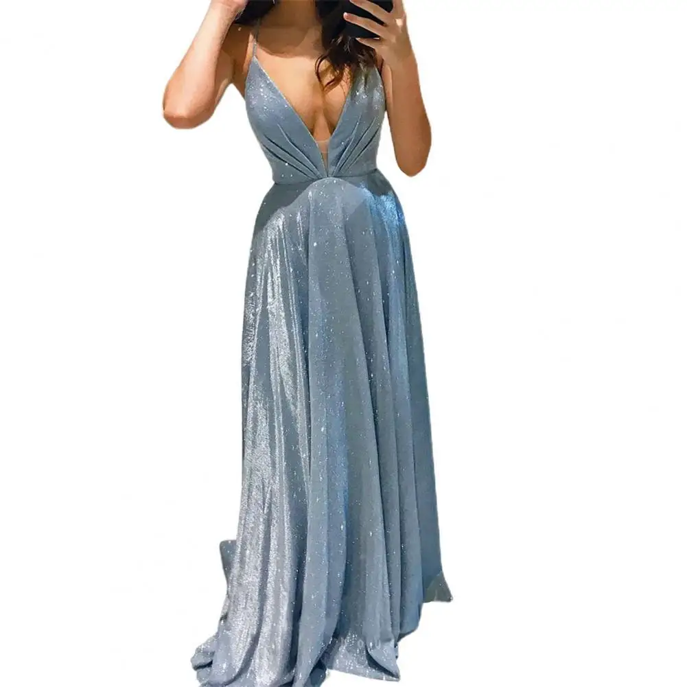 Женское вечернее платье с открытой спиной, элегантное привлекательное блестящее платье на бретелях-спагетти с глубоким вырезом, праздничн... 
Женское вечернее платье с открытой спиной, элегантное привлекательное блестящее платье на бретелях-спагетти с глубоким вырезом, праздничн...