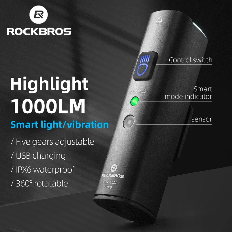 ROCKBROS 2021 умный велосипед светильник s IPX6 Водонепроницаемый велосипедный USB на