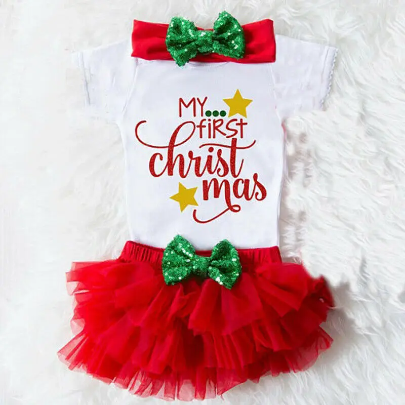 Newborn Infant Baby Girl My 1st Christmas Letter Short Sleeve Tops Romper+Bowknot Tutu Ruffle Short Pants Fashion Clothes
Newborn Infant Baby Girl My 1st Christmas Letter Short Sleeve Tops Romper+Bowknot Tutu Ruffle Short Pants Fashion Clothes