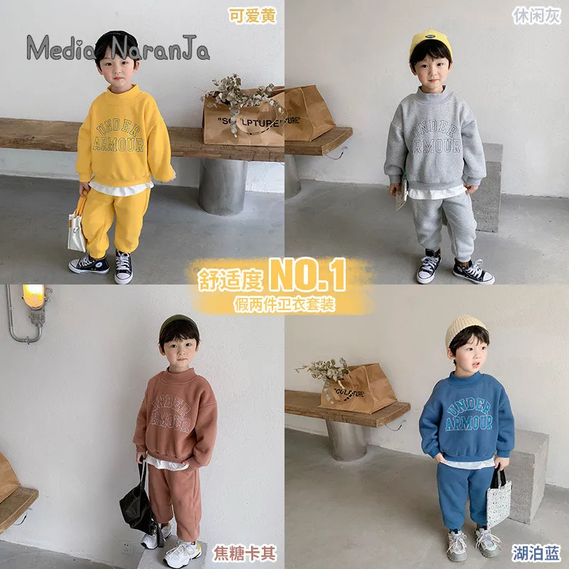 Winter 2020 boys girls children fashion fake two piece sweatershirt+pants set child tracksuit
Winter 2020 boys girls children fashion fake two piece sweatershirt+pants set child tracksuit