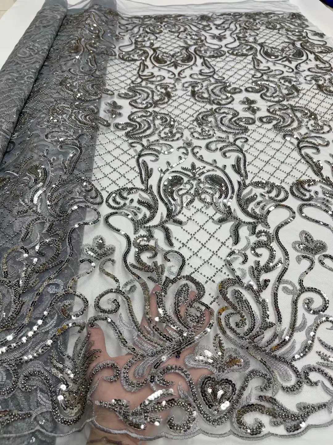 Grey Luxury African Heavy Handmade Sequins Embroidery Beaded Lace Fabric High Quality Sequence French Mesh Organza Dress Lace
Grey Luxury African Heavy Handmade Sequins Embroidery Beaded Lace Fabric High Quality Sequence French Mesh Organza Dress Lace