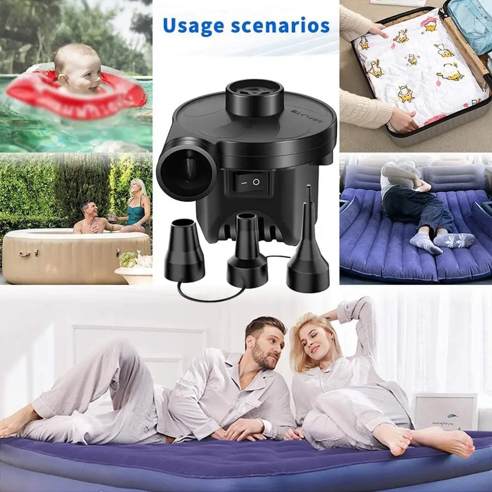 Electric Air Pump Air Cushion Pump Portable Fast Charge with 3 Nozzles Ac / 12v Dc Air Pump for Outdoor Camping
Electric Air Pump Air Cushion Pump Portable Fast Charge with 3 Nozzles Ac / 12v Dc Air Pump for Outdoor Camping