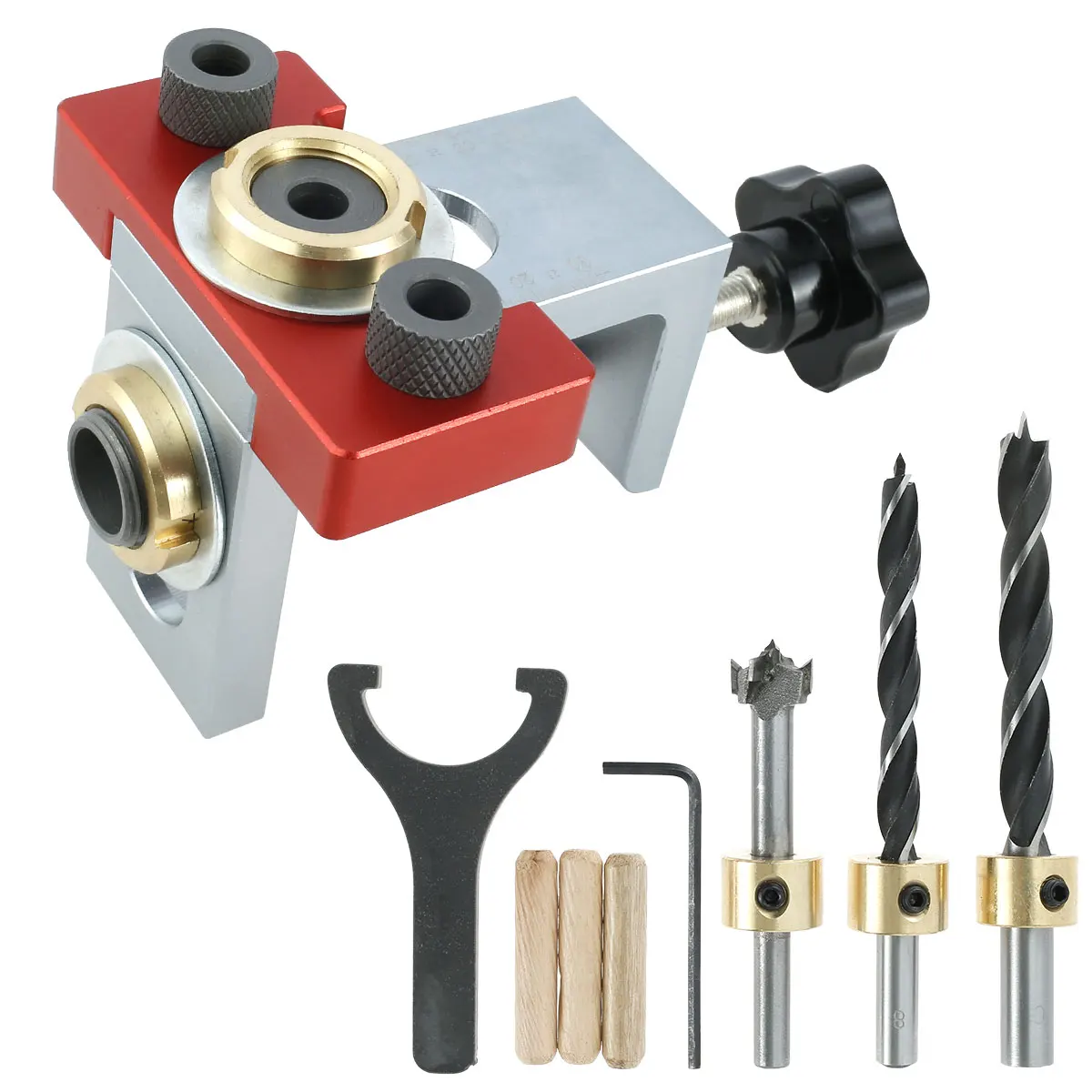 Pocket Hole Drill Jig W/ 8/10/15mm Drill Bit Aluminum Drill Guide Adjustable Woodworking Punch Locator Hole Punch Positioner Kit
Pocket Hole Drill Jig W/ 8/10/15mm Drill Bit Aluminum Drill Guide Adjustable Woodworking Punch Locator Hole Punch Positioner Kit