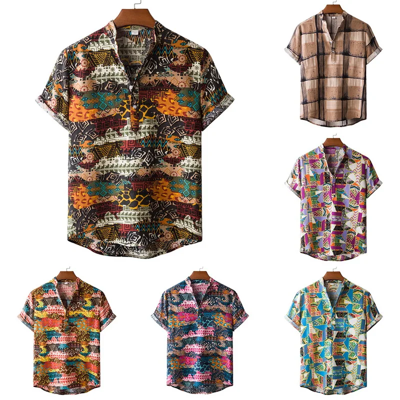 Summer Men Linen Short Sleeve Shirt Floral Loose Baggy Casual Hawaii Holiday Beach Shirt Tee Tops Buttons Blouse National Style
Summer Men Linen Short Sleeve Shirt Floral Loose Baggy Casual Hawaii Holiday Beach Shirt Tee Tops Buttons Blouse National Style