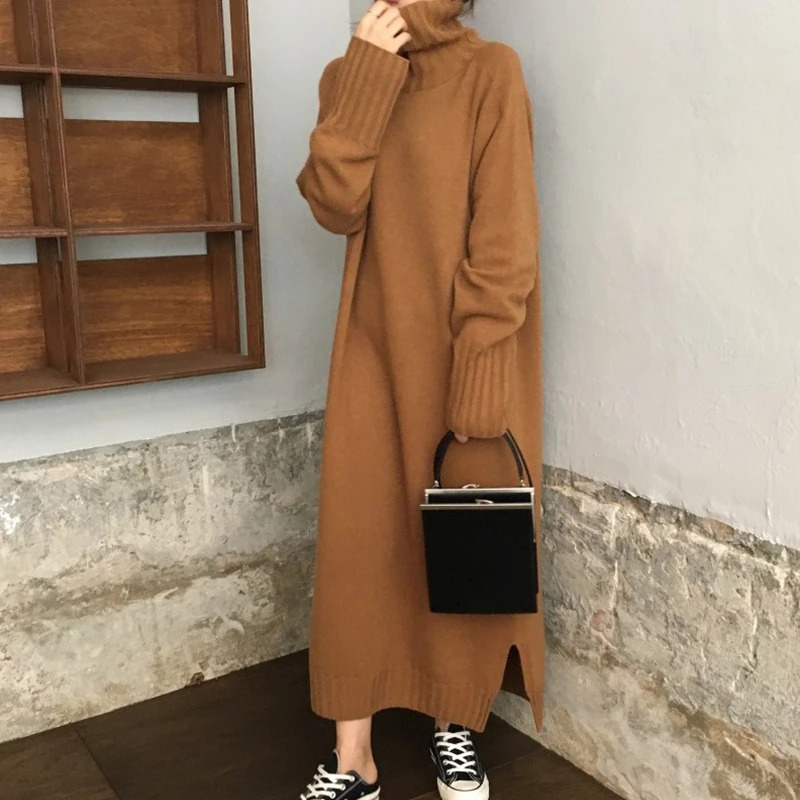 Women Autumn Winter Turtleneck Pullover long Sweater Dress ladies Long Sleeve Knitted maxi Vestido Casual Loose Robe pull Femme
Women Autumn Winter Turtleneck Pullover long Sweater Dress ladies Long Sleeve Knitted maxi Vestido Casual Loose Robe pull Femme