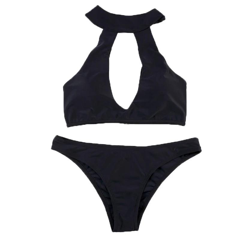 Sexy Bikini Set Two-piece Suit Women's Swimsuit 2021 Solid Halter Hollow out Swimwear Push Up Low Waist Polyester Beachwear 
Sexy Bikini Set Two-piece Suit Women's Swimsuit 2021 Solid Halter Hollow out Swimwear Push Up Low Waist Polyester Beachwear