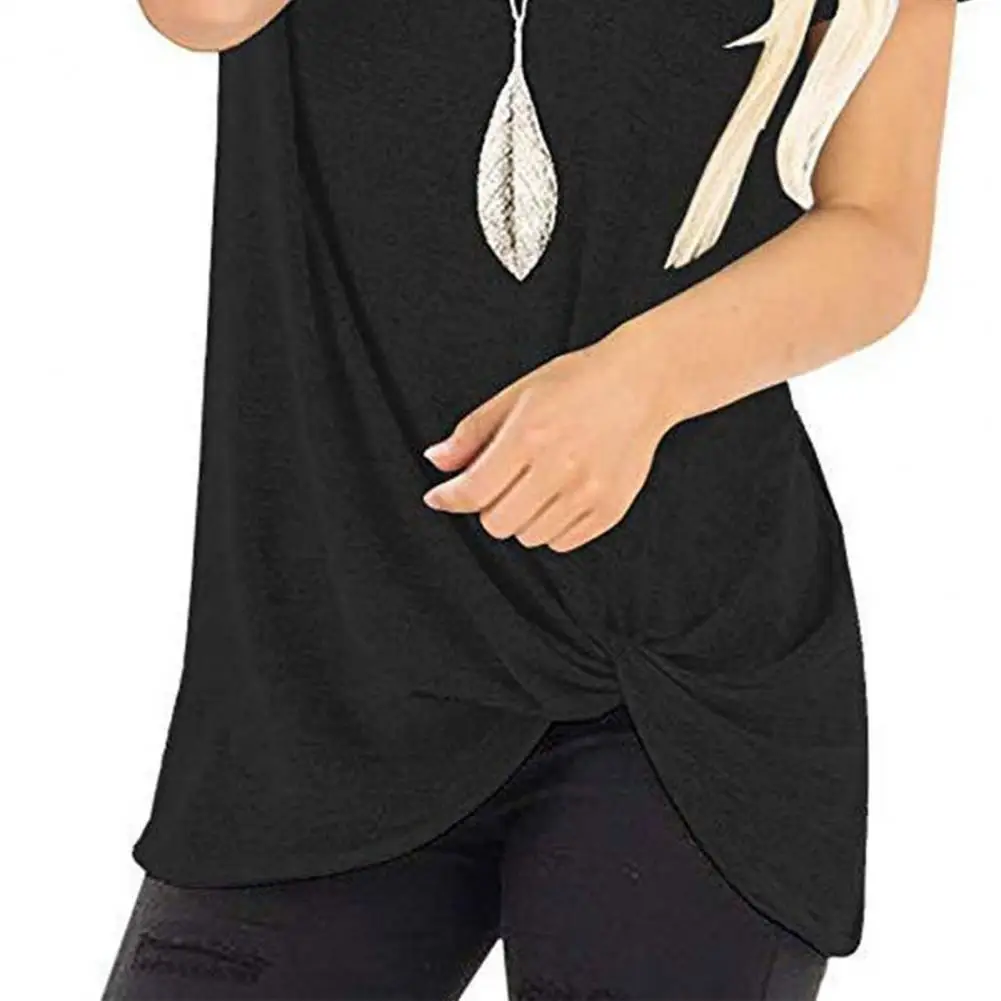 Simple Twist Knot Short Sleeve Breathable Women T-shirt Soft Solid Color O Neck Casual Tunic Blouse Streetwear Daily Wear
Simple Twist Knot Short Sleeve Breathable Women T-shirt Soft Solid Color O Neck Casual Tunic Blouse Streetwear Daily Wear