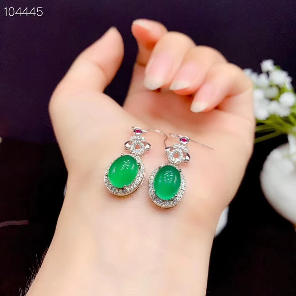 Natural green chalcedony Earrings 925 sterling silver hot style special price promotion including certificate package, beautiful
Natural green chalcedony Earrings 925 sterling silver hot style special price promotion including certificate package, beautiful