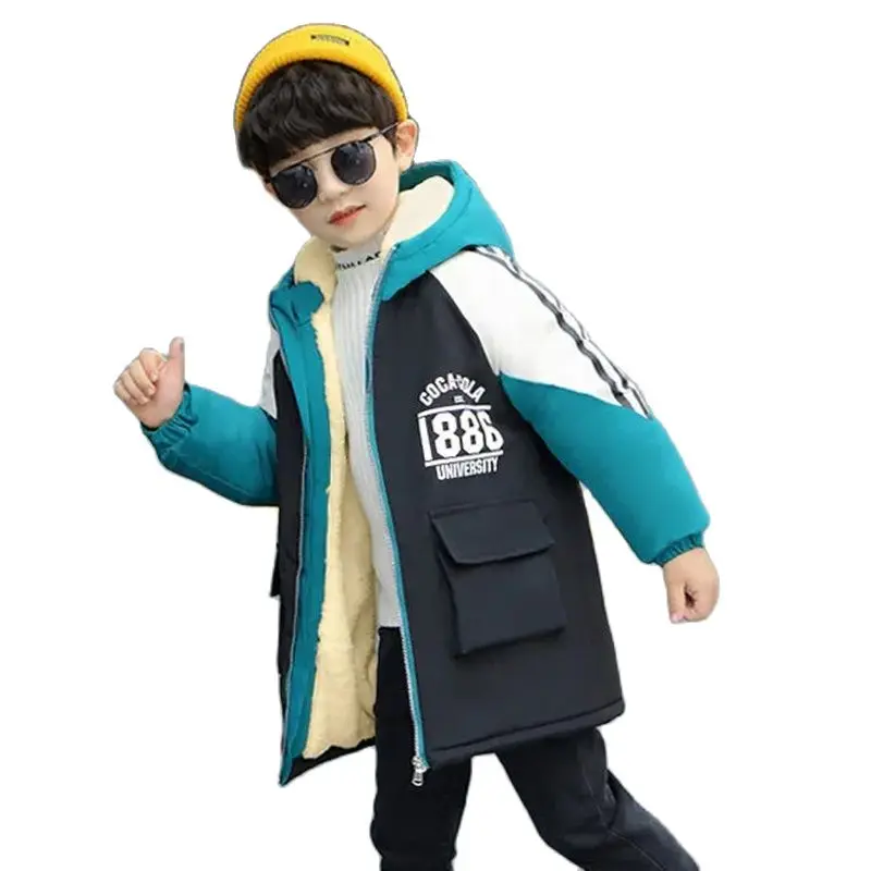 Winter Polyester Jacket For Boy New 2021 Plus Velvet Thick Hooded Cotton Coat Mid-Length Letter Print Casual Children's Clothing
Winter Polyester Jacket For Boy New 2021 Plus Velvet Thick Hooded Cotton Coat Mid-Length Letter Print Casual Children's Clothing