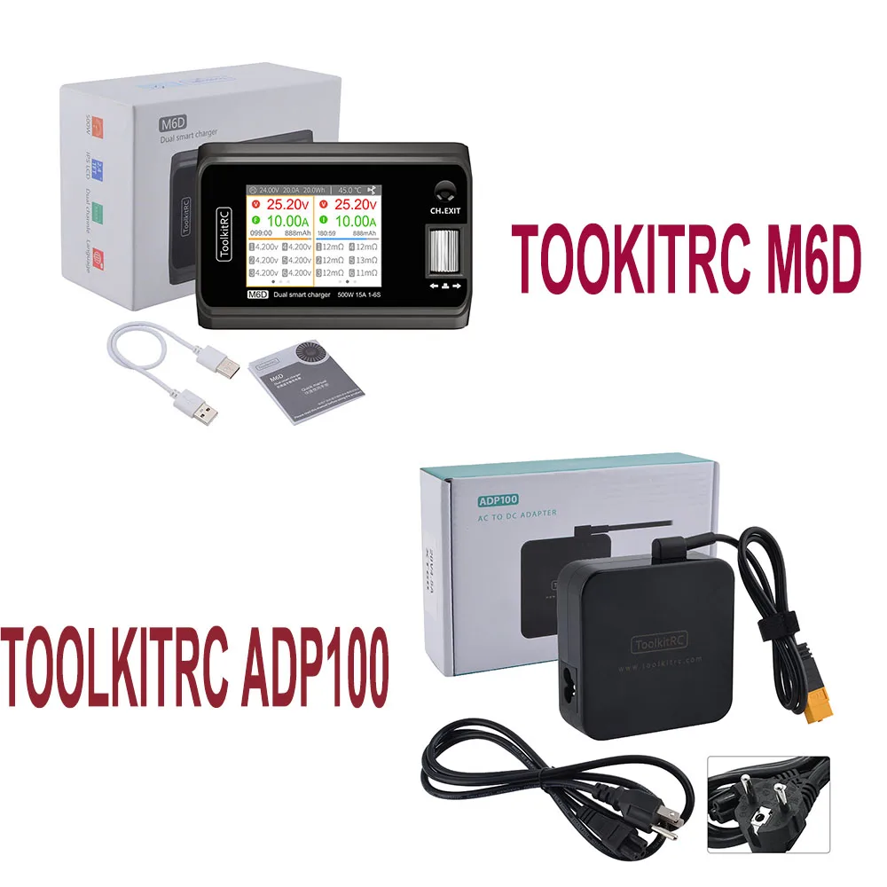 В наличии ToolkitRC M6D 500w 15A DC Dual Channel Smart Charger Dis charger Battery Balance для 1 6S Lipo LiHV Lion NiMh Pb