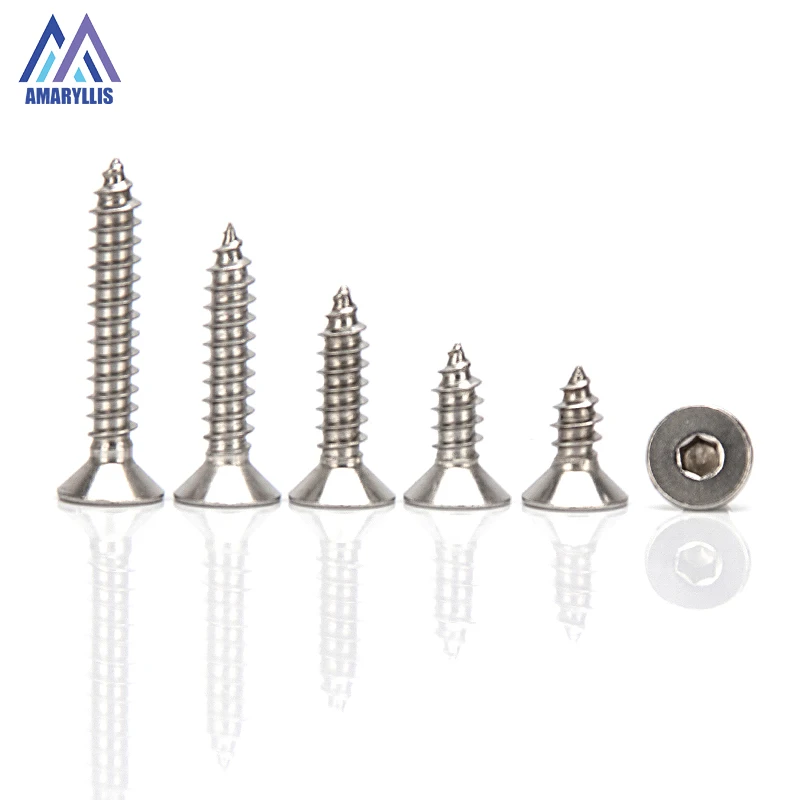 Stainless Steel 304 M3 M4 M5 M6 Countersunk Hex Hexagon Socket Head Bolt Flat Head Self-Tapping Screws Bolts Length 6mm-40mm
Stainless Steel 304 M3 M4 M5 M6 Countersunk Hex Hexagon Socket Head Bolt Flat Head Self-Tapping Screws Bolts Length 6mm-40mm