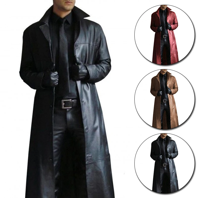 Men's Leather Trench Coat Vintage British Style Windbreaker Handsome Solid Color Slim-fit Overcoat Long Jacket Plus Size S-5XL
Men's Leather Trench Coat Vintage British Style Windbreaker Handsome Solid Color Slim-fit Overcoat Long Jacket Plus Size S-5XL