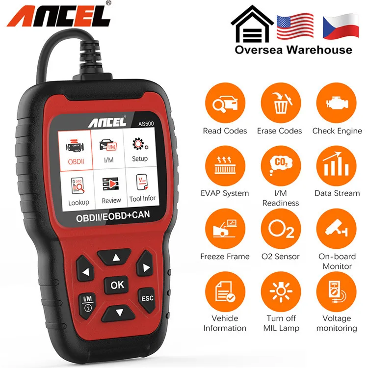 AS500 OBDII Scanner Engine Reader Car Diagnostics Tool Multilingual Automotive Diagnostic Scanner Car Tool 
AS500 OBDII Scanner Engine Reader Car Diagnostics Tool Multilingual Automotive Diagnostic Scanner Car Tool