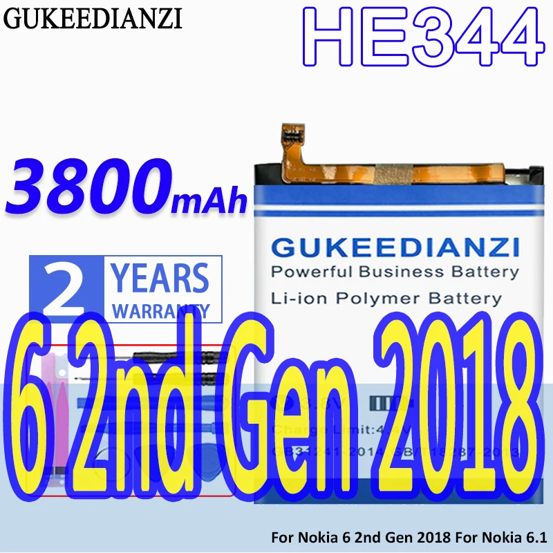 Аккумулятор GUKEEDIANZI высокой емкости HE344 3800 мАч для Nokia 6 Nokia6 2-го поколения 2018 Gen2018 для Nokia 6,1
Аккумулятор GUKEEDIANZI высокой емкости HE344 3800 мАч для Nokia 6 Nokia6 2-го поколения 2018 Gen2018 для Nokia 6,1