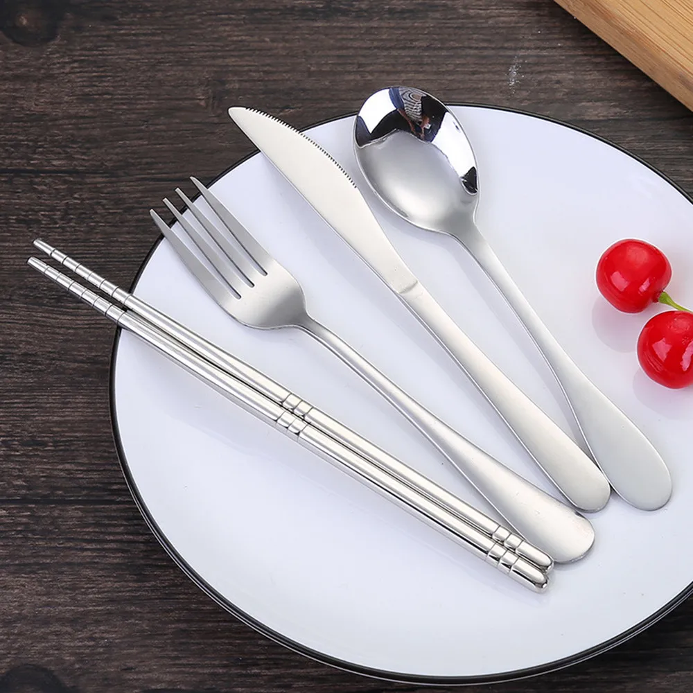 4PcsTableware Portable Chopsticks Fork Spoon Knife Travel Cutlery Set Portable Silverware Reusable Utensil Flatware Set with Box
4PcsTableware Portable Chopsticks Fork Spoon Knife Travel Cutlery Set Portable Silverware Reusable Utensil Flatware Set with Box