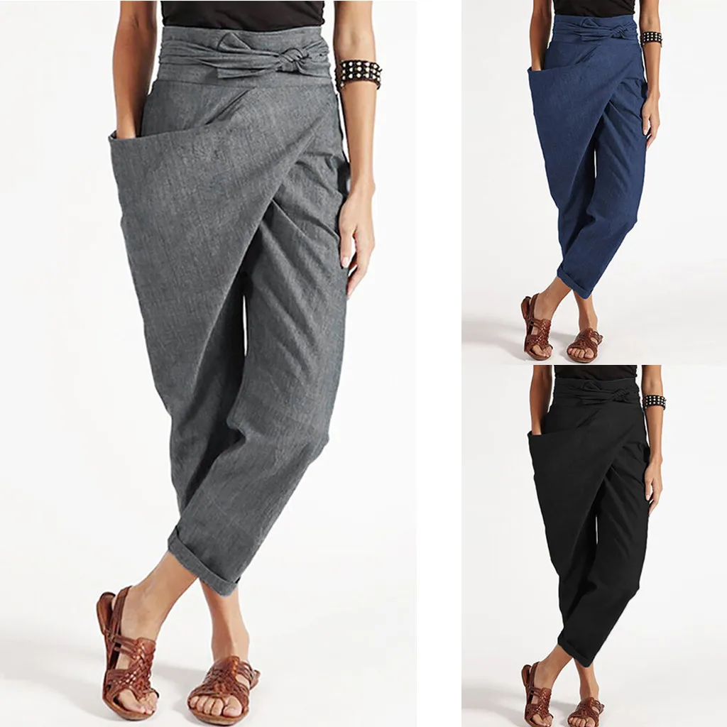 2021 Personality Women's Casual Loose High Waist Lace-up Solid Single Pocket Women's Pants Comfortable Pants
2021 Personality Women's Casual Loose High Waist Lace-up Solid Single Pocket Women's Pants Comfortable Pants