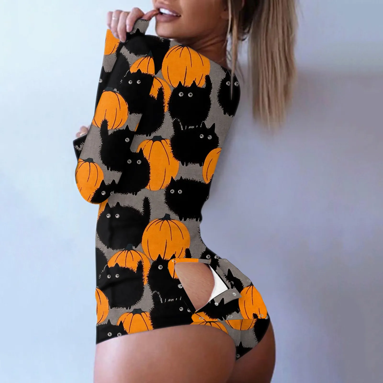 Sexy Women Deep V-neck Bodycon Sleepwear Halloween Jumpsuit Bodysuit Shorts Romper Bodysuit Long Sleeve Print Button Bodysuit
Sexy Women Deep V-neck Bodycon Sleepwear Halloween Jumpsuit Bodysuit Shorts Romper Bodysuit Long Sleeve Print Button Bodysuit
