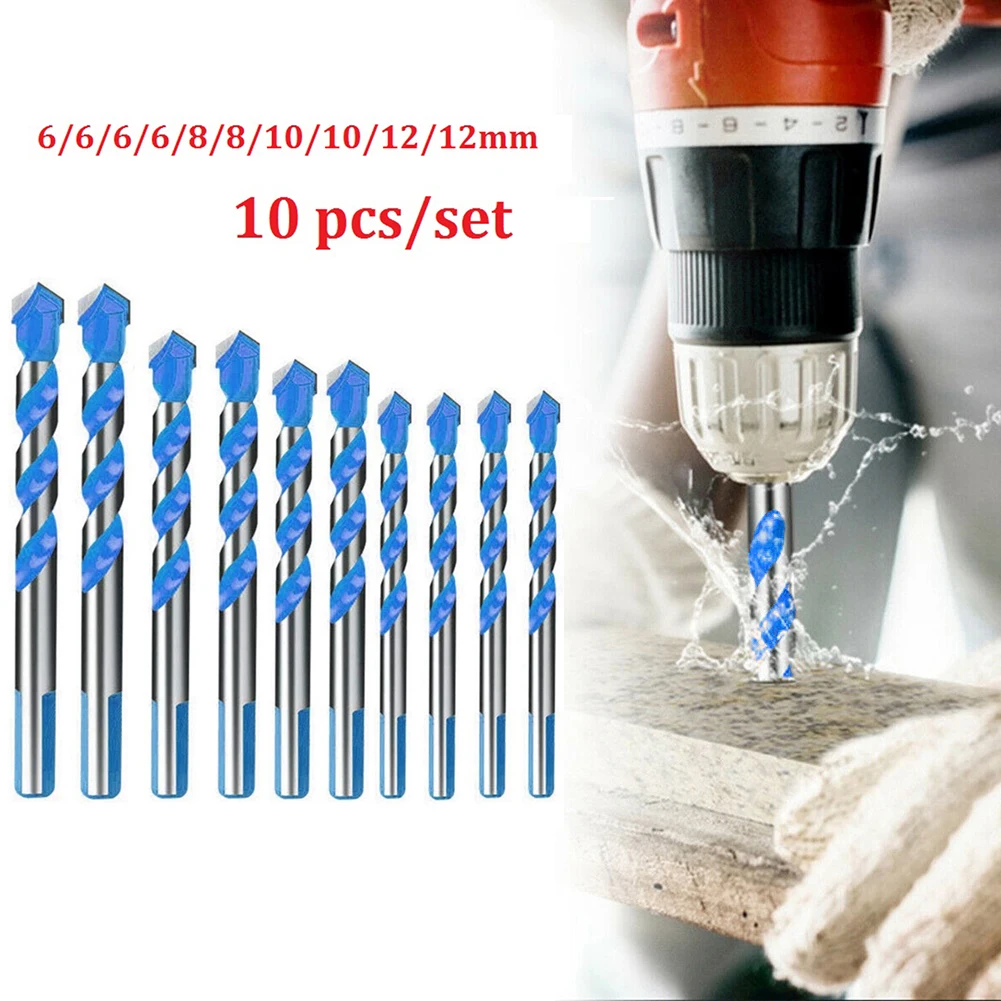 10Pcs Durable Multifunctional Tile Drill Bit Set Carbide Tip For Wood Metal Masonry Drilling Blue Twist Drill Bits Drilling Tool
10Pcs Durable Multifunctional Tile Drill Bit Set Carbide Tip For Wood Metal Masonry Drilling Blue Twist Drill Bits Drilling Tool