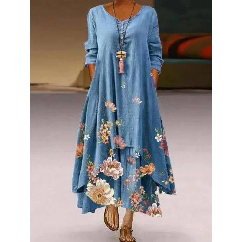 Button Print Floral Maxi Dress Women Casual Loose Long Sleeve Elegant Vintage Dress Irregular Party Dresses Robe Ladies Oversize
Button Print Floral Maxi Dress Women Casual Loose Long Sleeve Elegant Vintage Dress Irregular Party Dresses Robe Ladies Oversize