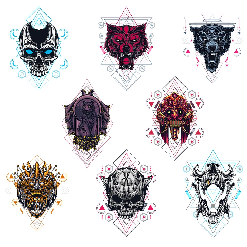 Fashion Skull Patches Iron On Transfers Flower Punk Skull Stickers Applique Clothes For T-shirt Thermal Patches Decor
Fashion Skull Patches Iron On Transfers Flower Punk Skull Stickers Applique Clothes For T-shirt Thermal Patches Decor