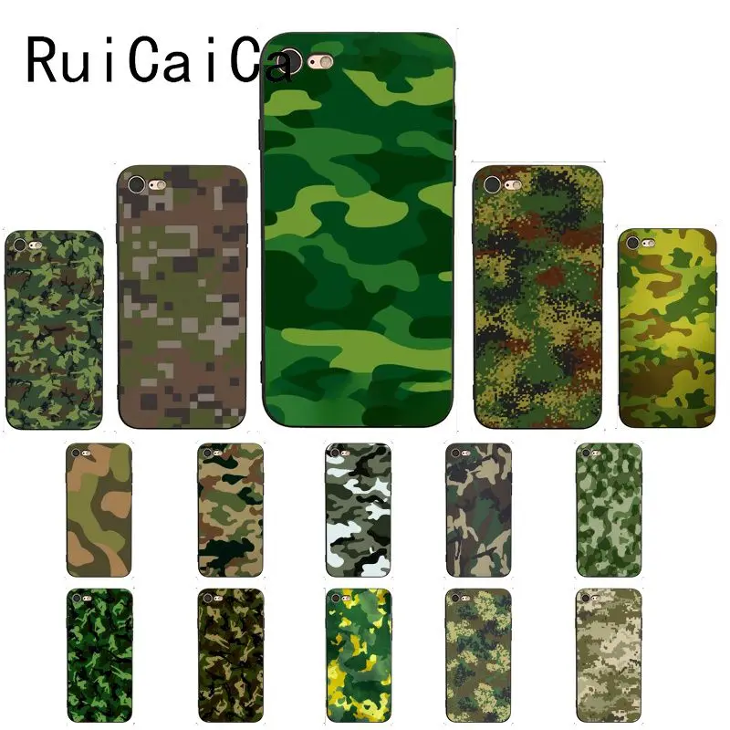 Ruicaica армейский зеленый камуфляж черный ТПУ мягкий чехол для телефона iPhone 5 5Sx 6 7