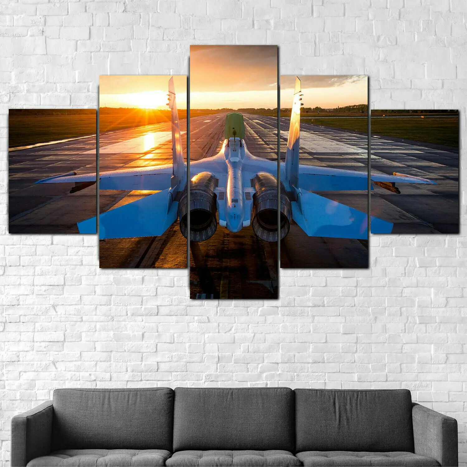 

No Framed Jet Fighter Military Aircraft Poster 5 Panel Canvas Picture Print Wall Art Canvas Painting Wall Decor for Living Room