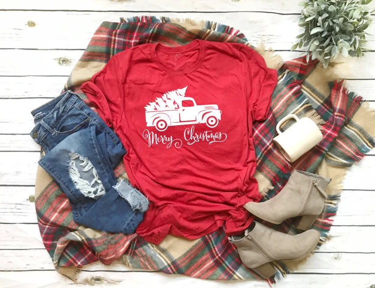 Merry Christmas graphic t-shirt Christmas Truck and tree funny unisex party gift cotton casual shirt girl quote tees K725
Merry Christmas graphic t-shirt Christmas Truck and tree funny unisex party gift cotton casual shirt girl quote tees K725