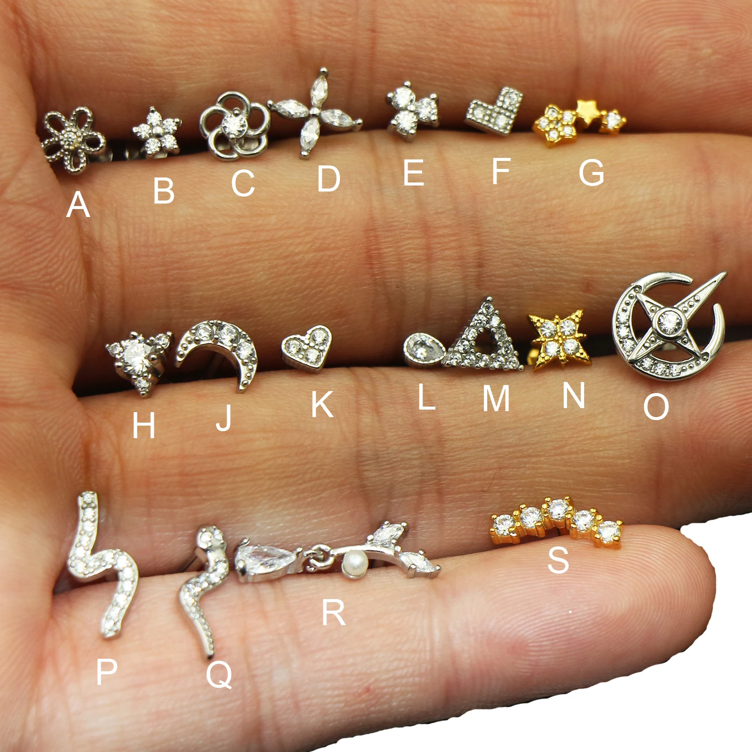 Snake Bee Heart Star Gem Zircon Labret Stud Ear Tragus Conch Helix Lip Internal Thread Piercing Daith Earring Surgical Steel 16G
Snake Bee Heart Star Gem Zircon Labret Stud Ear Tragus Conch Helix Lip Internal Thread Piercing Daith Earring Surgical Steel 16G