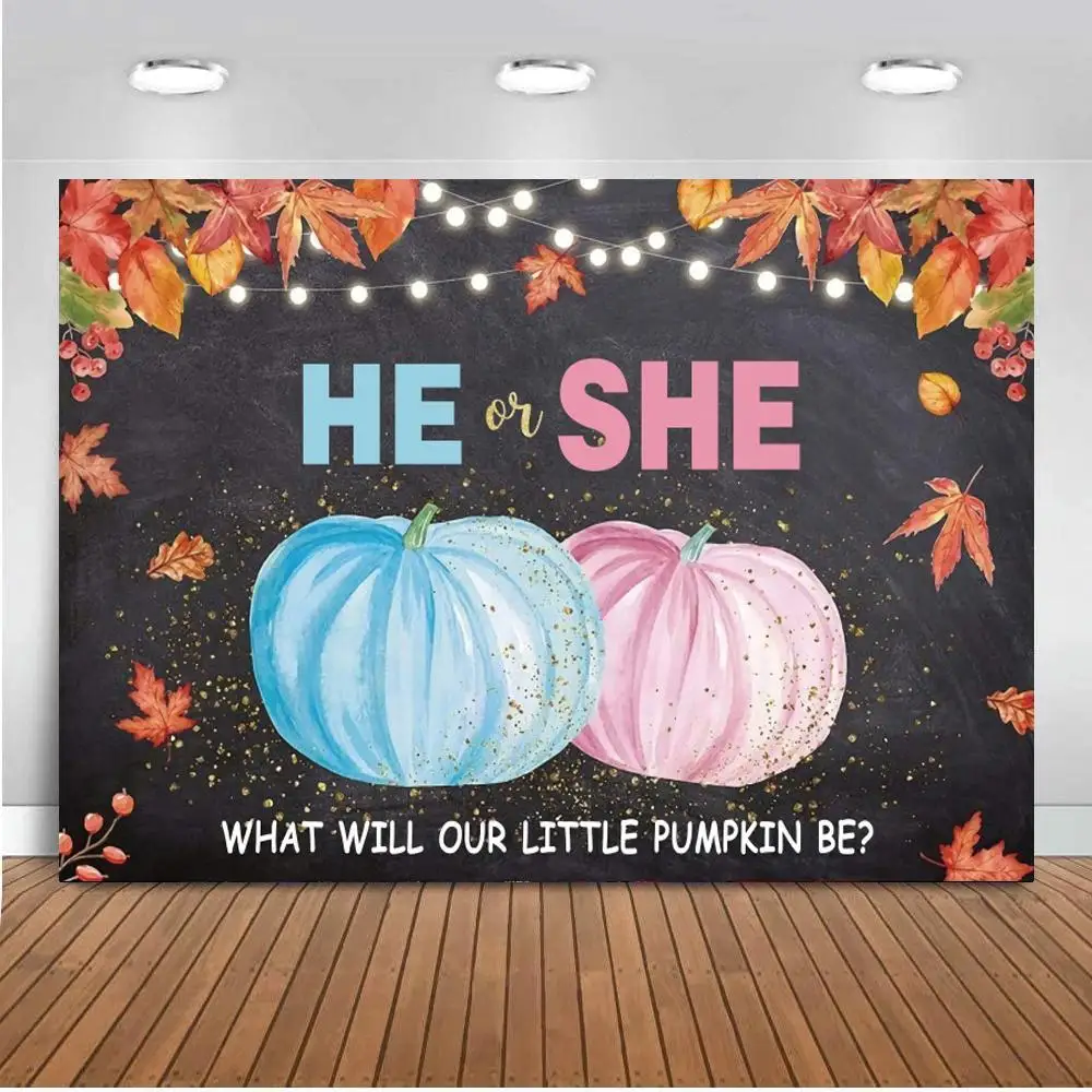 Fall Cute Pumpkin Gender Reveal Backdrop Boy Or Girl Gender Surprise Party Decor He Or She Baby Shower Leaf Photo Background
Fall Cute Pumpkin Gender Reveal Backdrop Boy Or Girl Gender Surprise Party Decor He Or She Baby Shower Leaf Photo Background