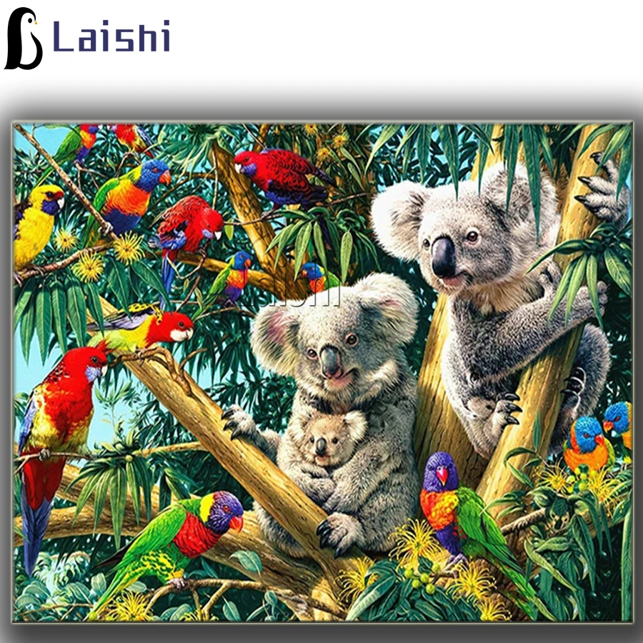 

5D DIY Diamond Embroidery Koala parrot Full Round Square Rhinestone Mosaic Painting animal Cross Stitch Flowers Diamond Art Kit