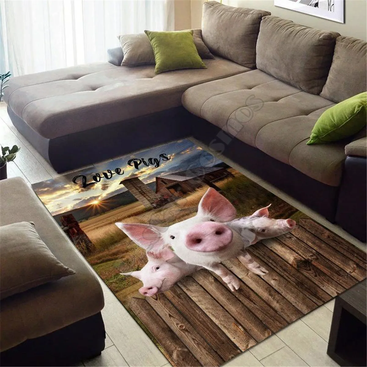 

Love Pigs Area Rug 3D All Over Printed Carpet Mat Living Room Flannel Bedroom Non-slip Floor Rug 03