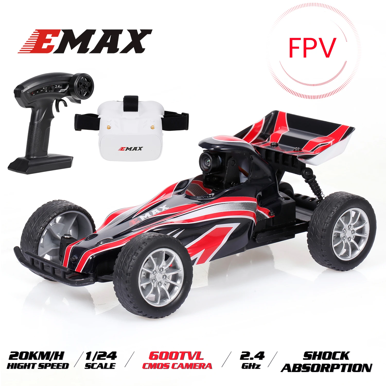 EMAX перехватчик FPV гоночный автомобиль с 600TVL камерой 2 4G 1/24 Крытый пульт