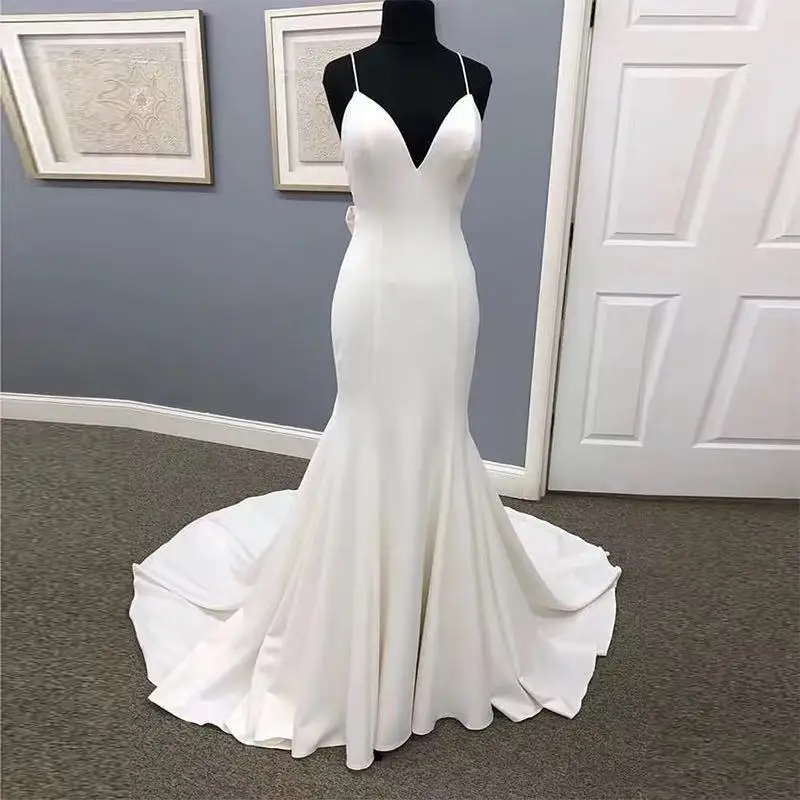 9805# Mermaid Wedding Dresses Spaghetti Straps White Ivory Sleeveless Bridal Dress Bow Backless Vestido De Noiva 2021
9805# Mermaid Wedding Dresses Spaghetti Straps White Ivory Sleeveless Bridal Dress Bow Backless Vestido De Noiva 2021
