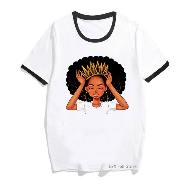 2021 kawaii black girl Crown print tshirts women funny t shirt femme summer tops female t-shirt harajuku melanin shirt
2021 kawaii black girl Crown print tshirts women funny t shirt femme summer tops female t-shirt harajuku melanin shirt