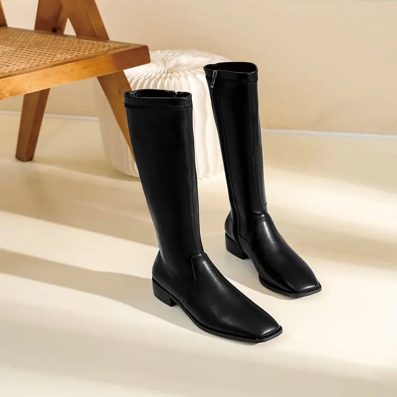 Square Toe Zipper Ladies boots Square Heel Concise Women dress Shoes Fashion women Knee High Boots Size 34-43
Square Toe Zipper Ladies boots Square Heel Concise Women dress Shoes Fashion women Knee High Boots Size 34-43