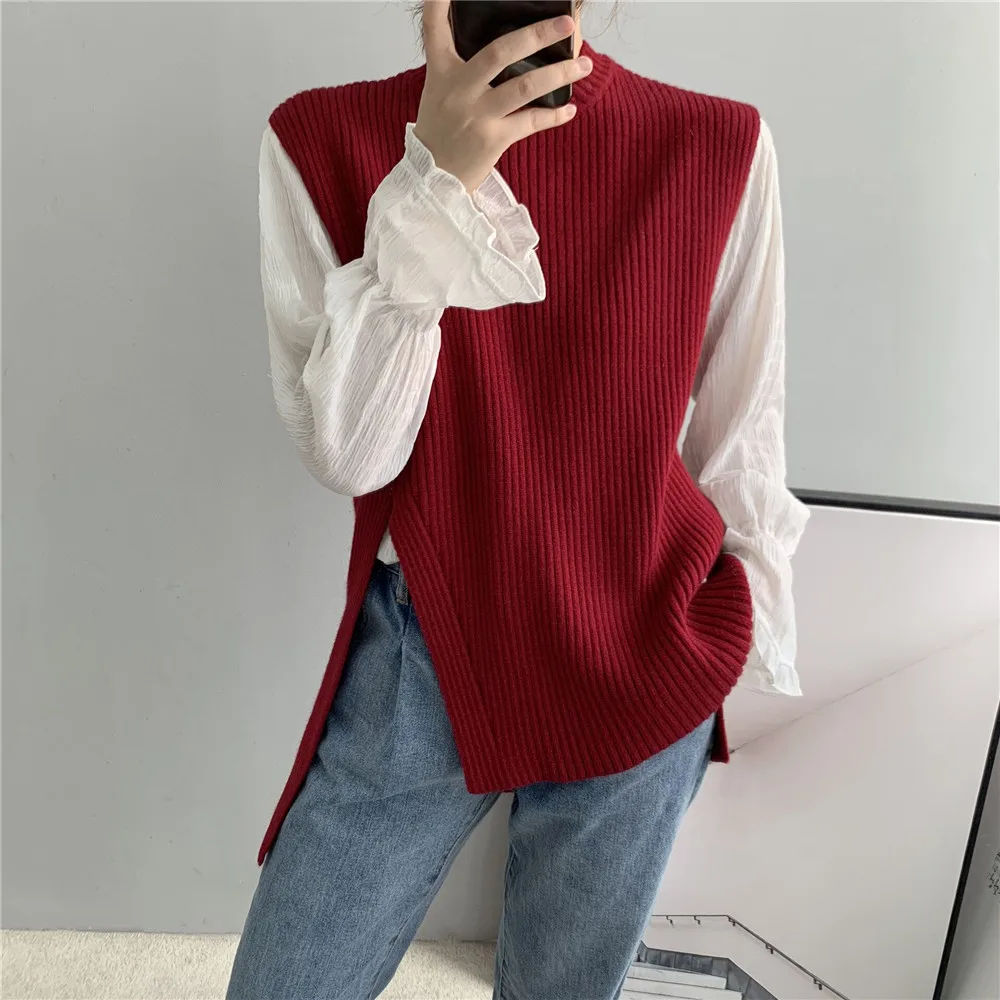 New Spring and Autumn Sweater Vest Women Sleeveless Knitted Top Irregular Pullvers Female Casual Vests NS1872
New Spring and Autumn Sweater Vest Women Sleeveless Knitted Top Irregular Pullvers Female Casual Vests NS1872