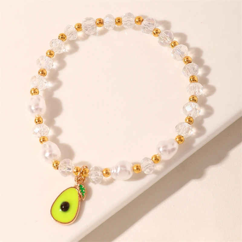 Fashion Imitation Crystal Pearl Beaded Bracelet Personality Trend Style Avocado Pendant Bracelet Women's Jewelry Accessories 
Fashion Imitation Crystal Pearl Beaded Bracelet Personality Trend Style Avocado Pendant Bracelet Women's Jewelry Accessories