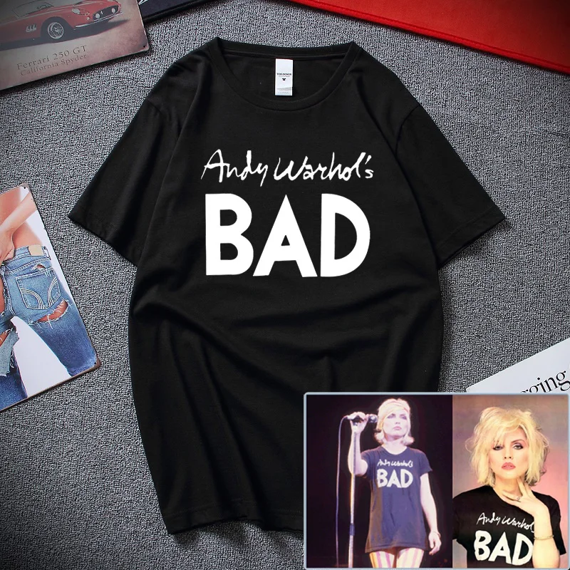 

Worn By Debbie Harry of Blondie - Andy Warhols Bad New T-Shirt Top Cotton Short Sleeve T shirt Unisex
