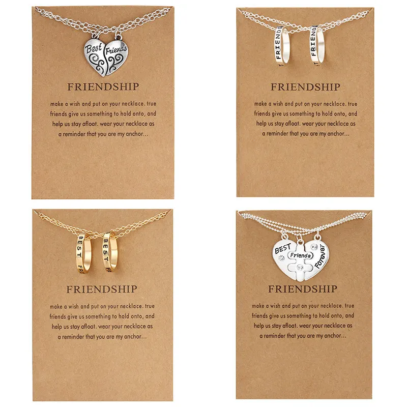

Best Friend Broken Heart Pendant Women Neckaces Circles Splice Gold Color Chain 2022 Couple Valentine's Day Jewelry Friendship
