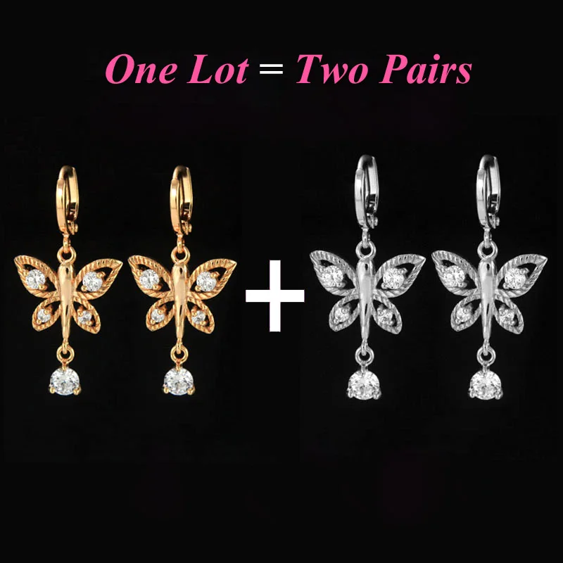 2 Pairs/Lot Cute Butterfly Earings Gold Hoop Earrings For Women Korean Jewelry Bijoux Boucle d'oreille Brincos Aros Mujer E2342
2 Pairs/Lot Cute Butterfly Earings Gold Hoop Earrings For Women Korean Jewelry Bijoux Boucle d'oreille Brincos Aros Mujer E2342