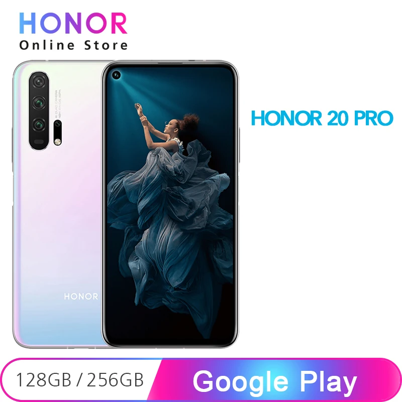 Смартфон Honor 20 Pro 8 ГБ + 128 256 48 МП 4 камеры заднего вида NFC Kirin 980 ядер 6 26 дюйма 4000