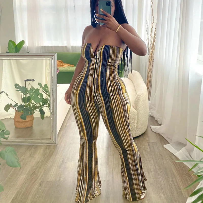 Sexy Tube Top Tie Dye Striped Jumpsuits 2021 Club Wear Birthday Outfits for Women Flare Pants Wholesale Items Dropshipping
Sexy Tube Top Tie Dye Striped Jumpsuits 2021 Club Wear Birthday Outfits for Women Flare Pants Wholesale Items Dropshipping