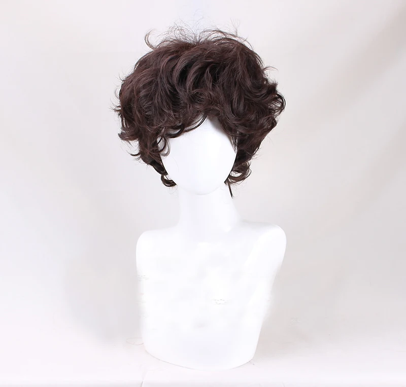 

Frodo Baggins Cosplay Wig Brown Short Curly Heat Resistant Synthetic Hair Role Play Wigs + Wig Cap